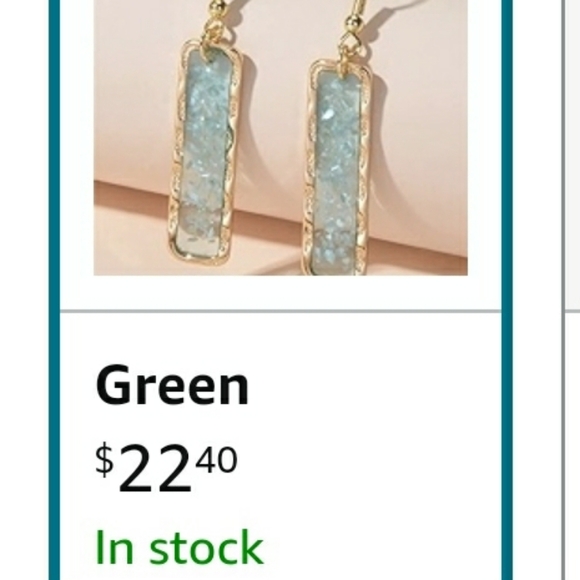 Aqua and golden earrings - Picture 4 of 4